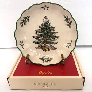 Spode Christmas Tree Round Fluted Candy Serving Dish 6.5" W/ Original Box 2003